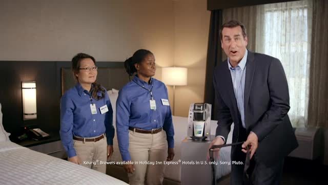 With a Keurig® in every room at Holiday Inn Express® hotels, smart travelers – like actor/comedian Rob Riggle – can get a great cup of coffee with just the push of a button.