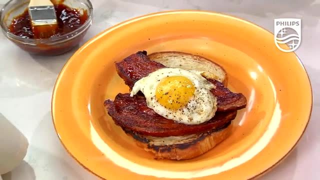 BBQ Glazed Bacon & Sunny Side-Up Eggs BBQ Glazed Bacon & Sunny Side-Up Eggs