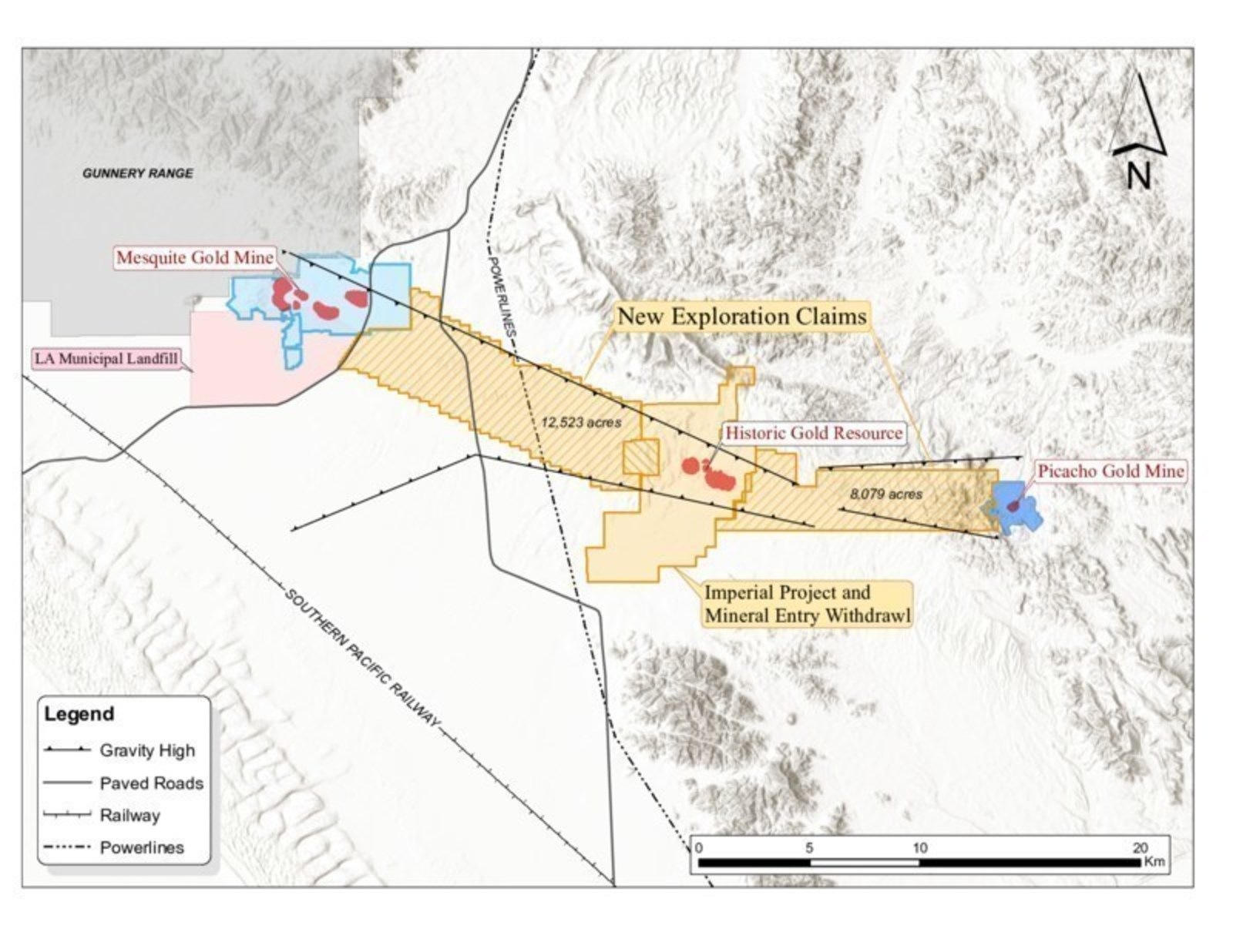 Map of KORE's Imperial Project and newly staked claims