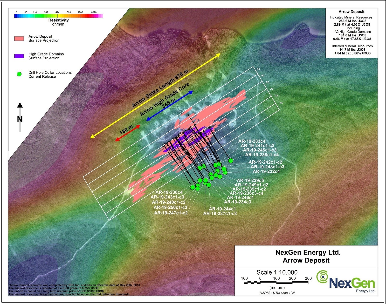 Figure 1: Arrow Deposit Drill Hole Locations