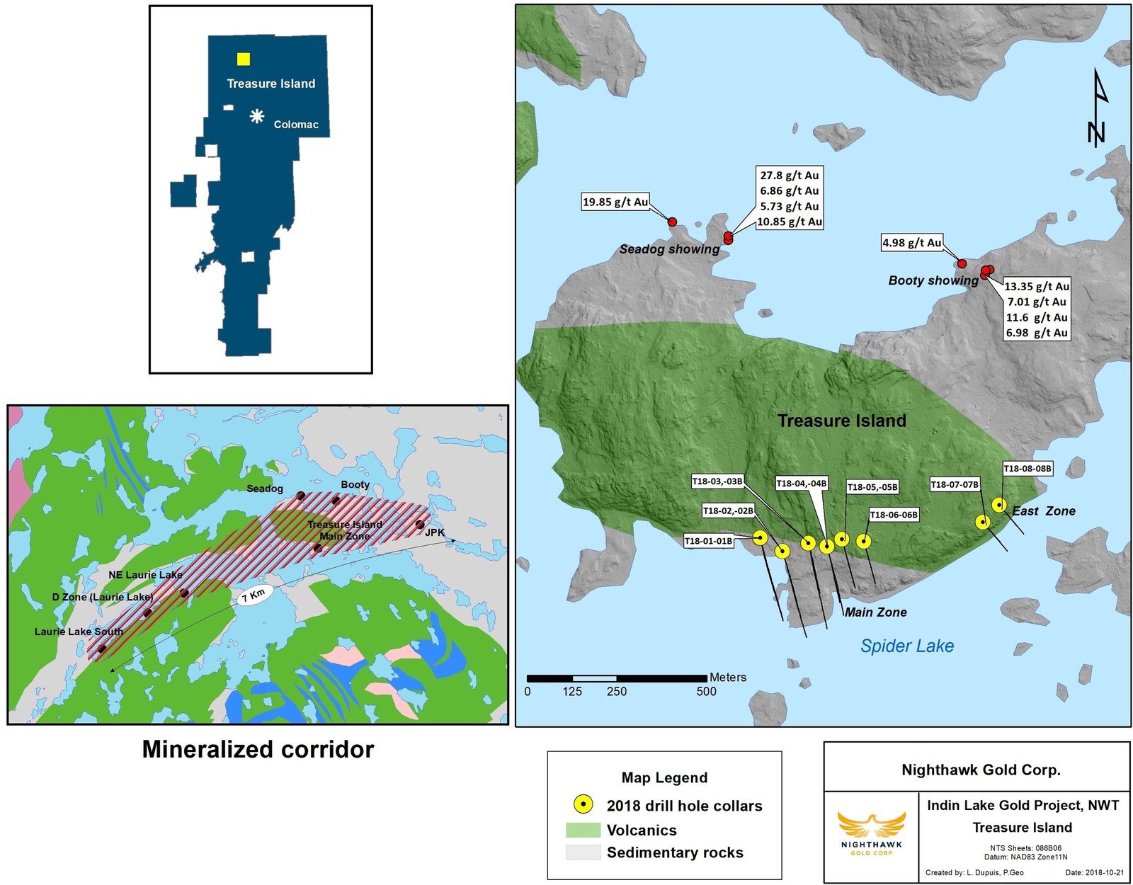 Figure 1.  Plan View – Treasure Island Drillhole Location and Regional Setting