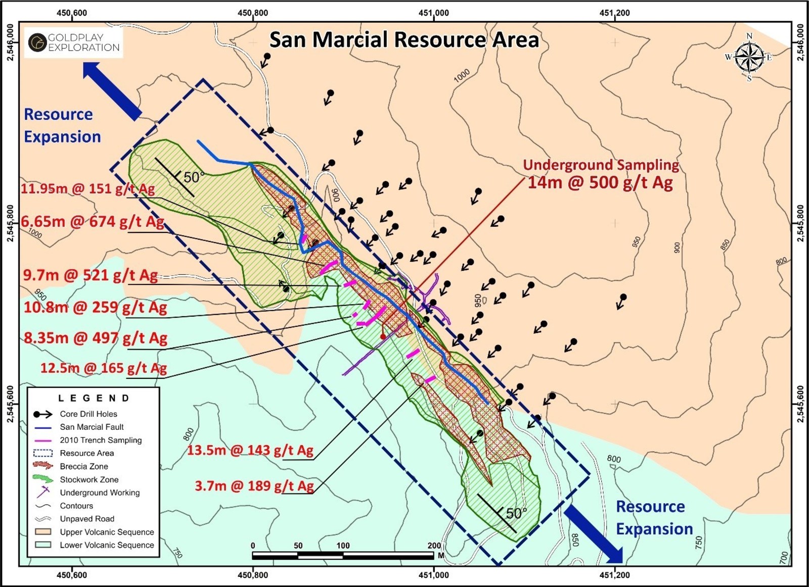 Figure 1  Location Breccia and Stockwork Zone in the San Marcial Resource Area