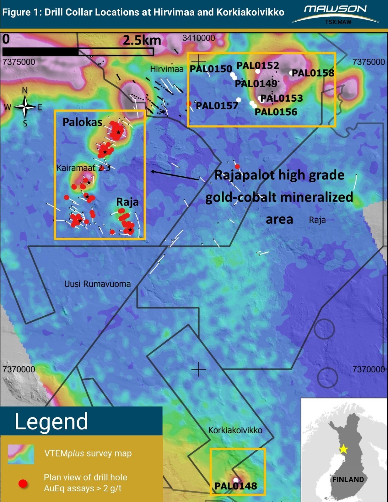 Figure 1: Drill Collar Locations at Hirvimaa and Korkiakoivikko