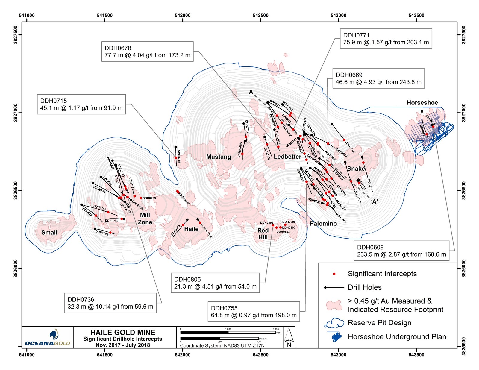 Figure 1 – Selected Drill Holes and Significant Intercepts
