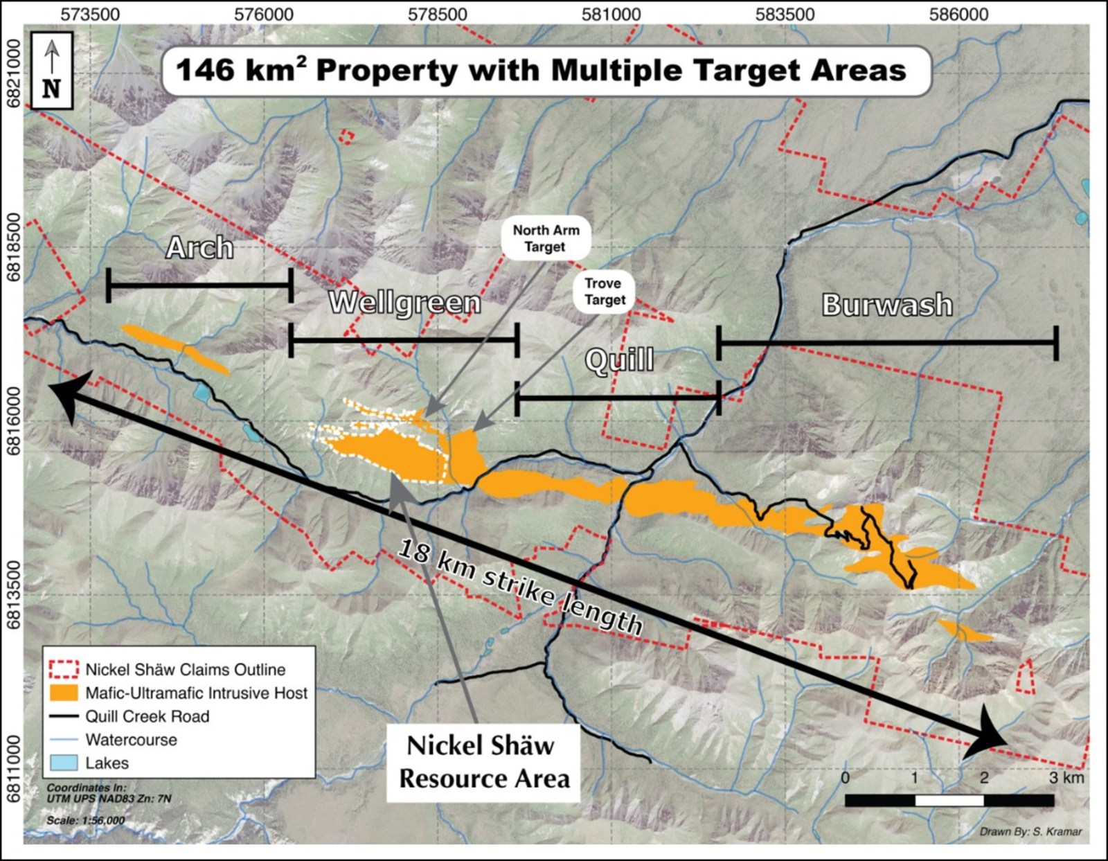 Figure 1 – Exploration Targets Within Nickel Shäw Land Package