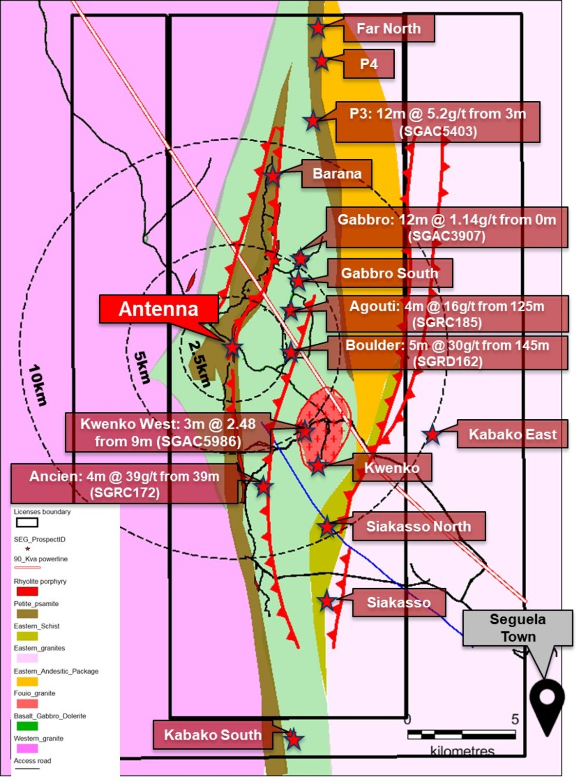Figure 2.  Séguéla satellite prospects.
