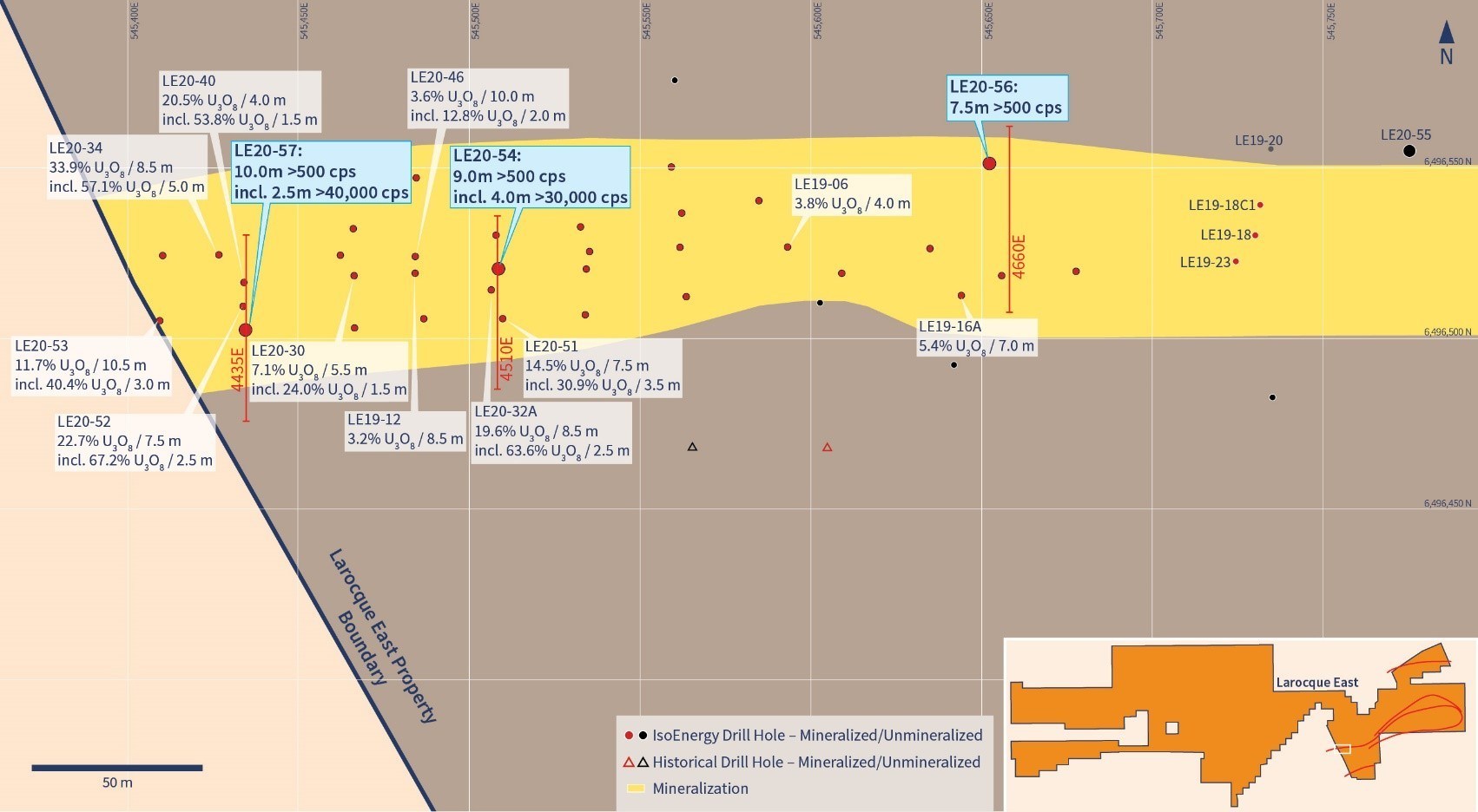 Figure 2 – Hurricane Zone Drill Hole Location Map (CNW Group/IsoEnergy Ltd.)