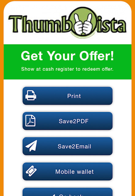 Save feature for Thumbvista's mobile coupon solution.