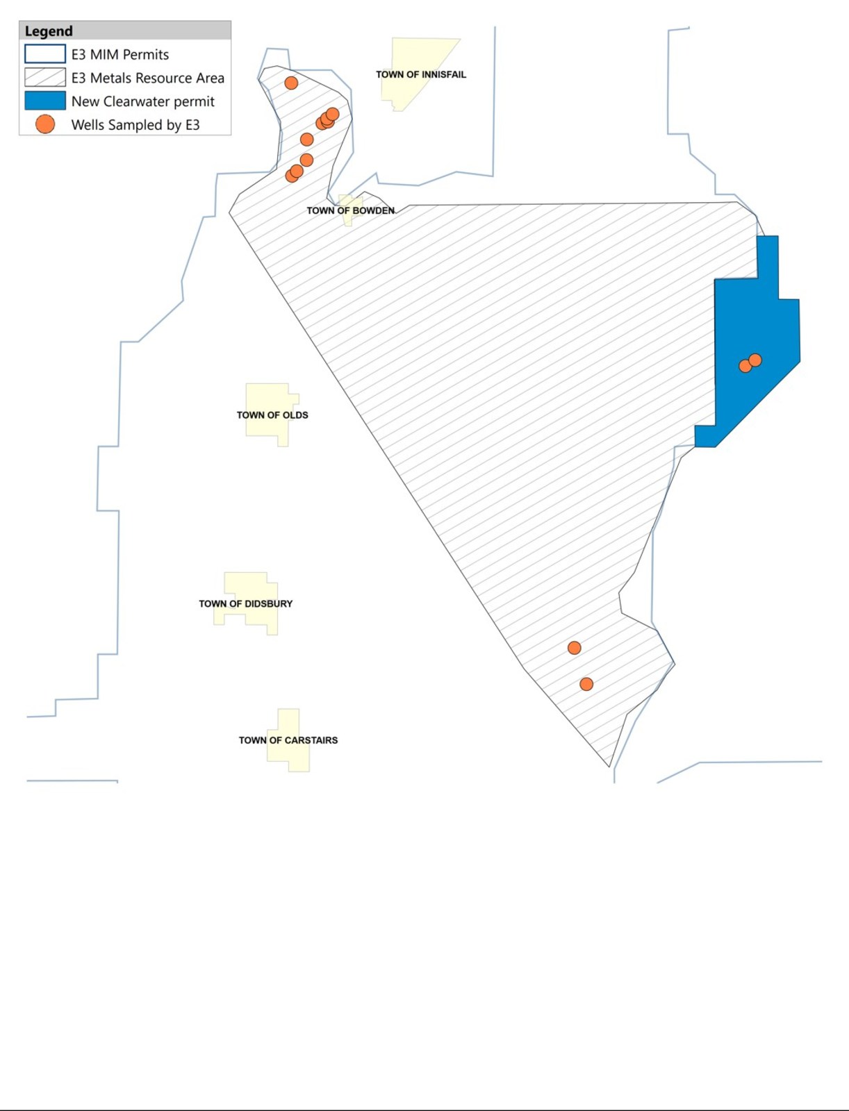 Figure 1: The newly acquired permit in Clearwater East in relation to the existing permit area and the Central Clearwater Resource Area.