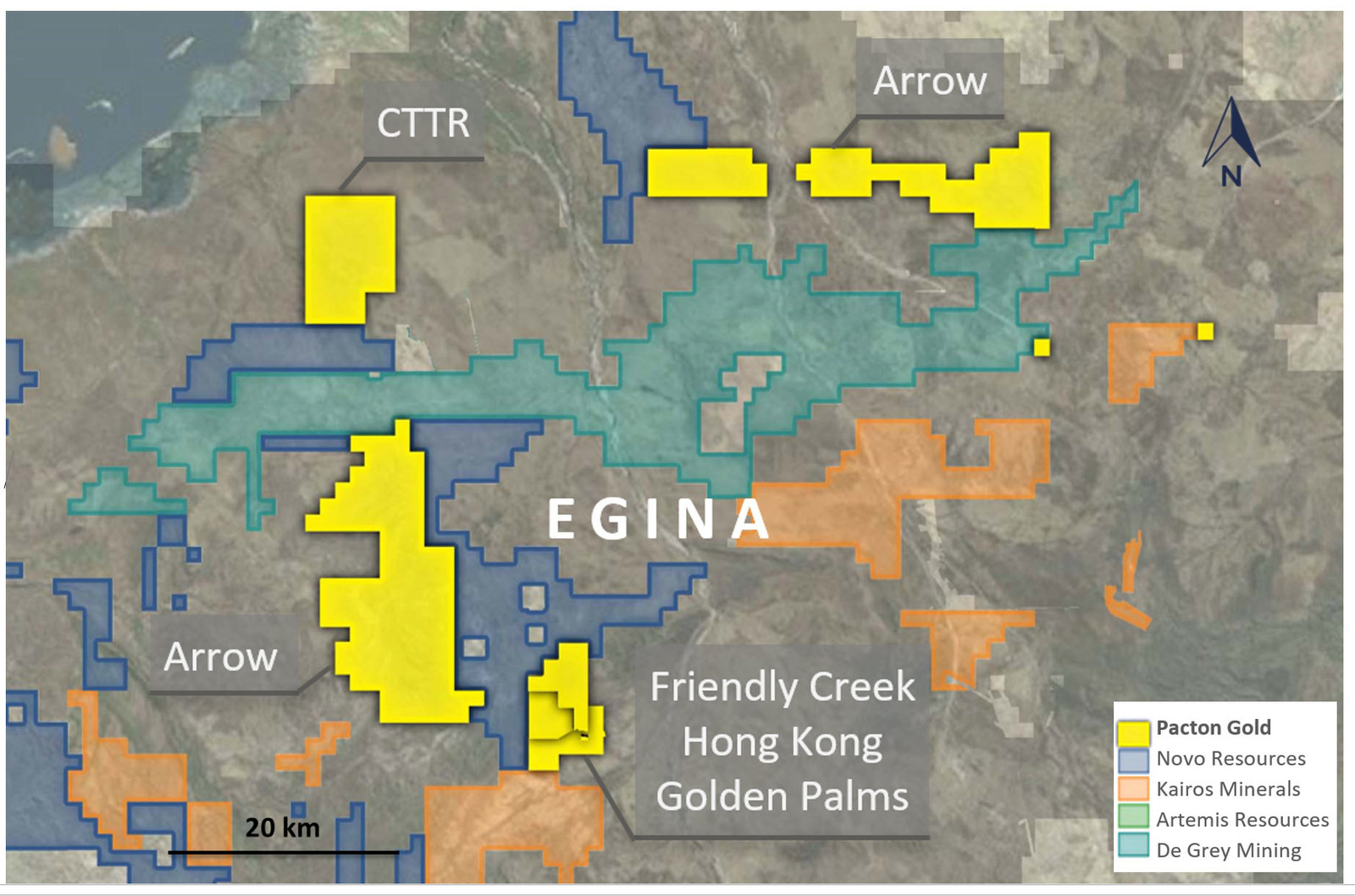 Figure 1. Location map of Pacton tenements in the Egina Area.
