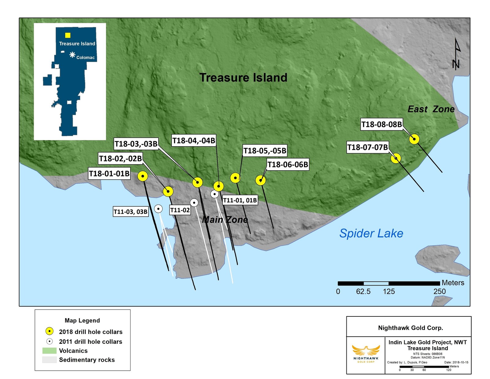 Figure 2.  Plan View – Main Zone and East Zone Drillhole Locations