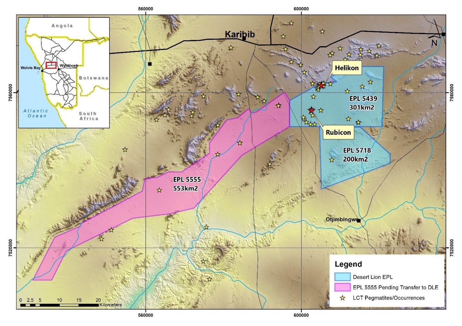 Figure 1  - Location of Desert Lion EPL 5439, EPL 5718 and EPL 5555