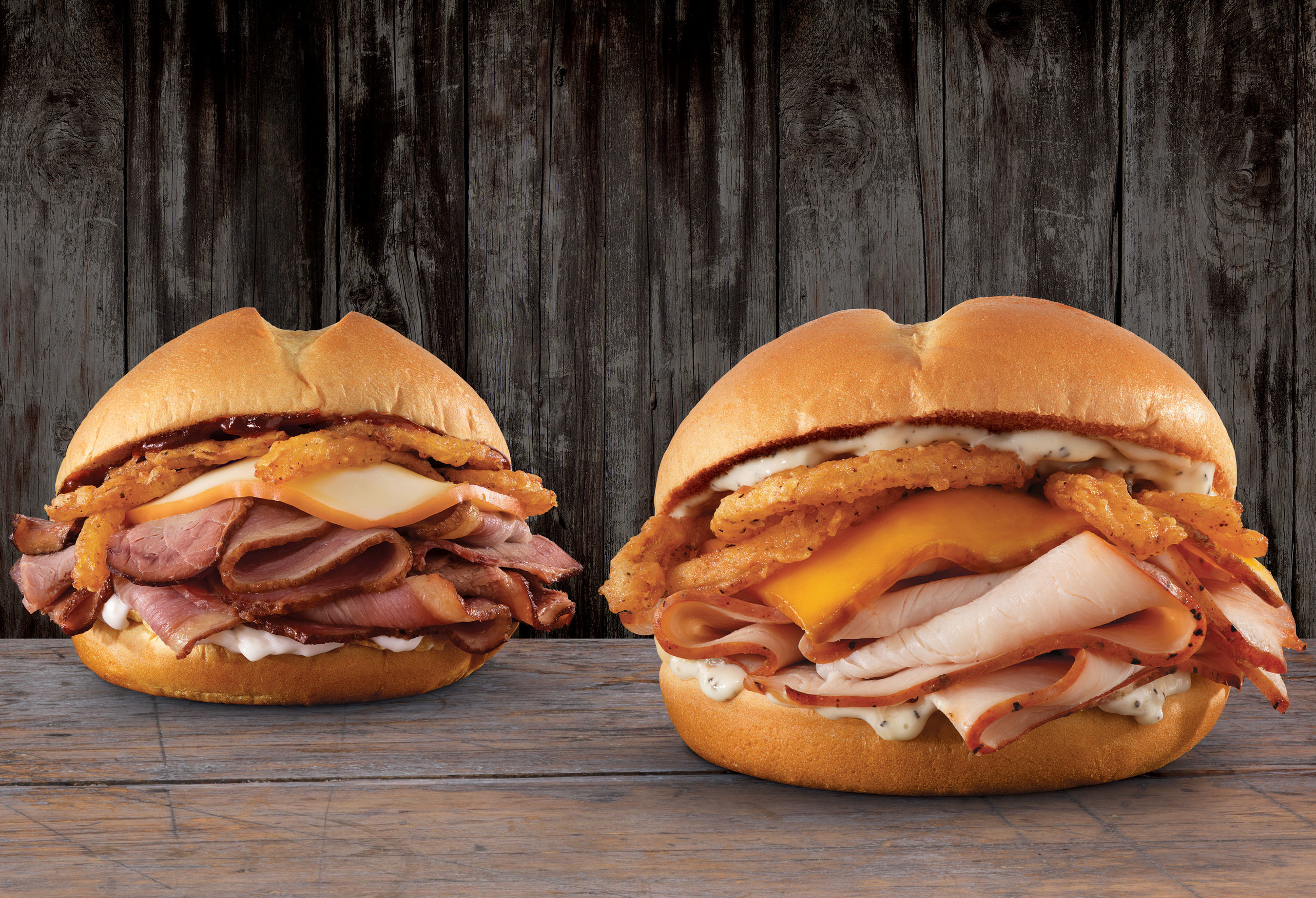 Arby's Smokehouse Brisket Sandwich and Smokehouse Turkey Sandwich.