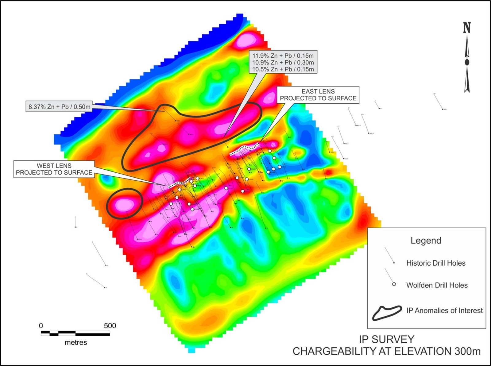 IP Survey Chargeability at Elevation 300m