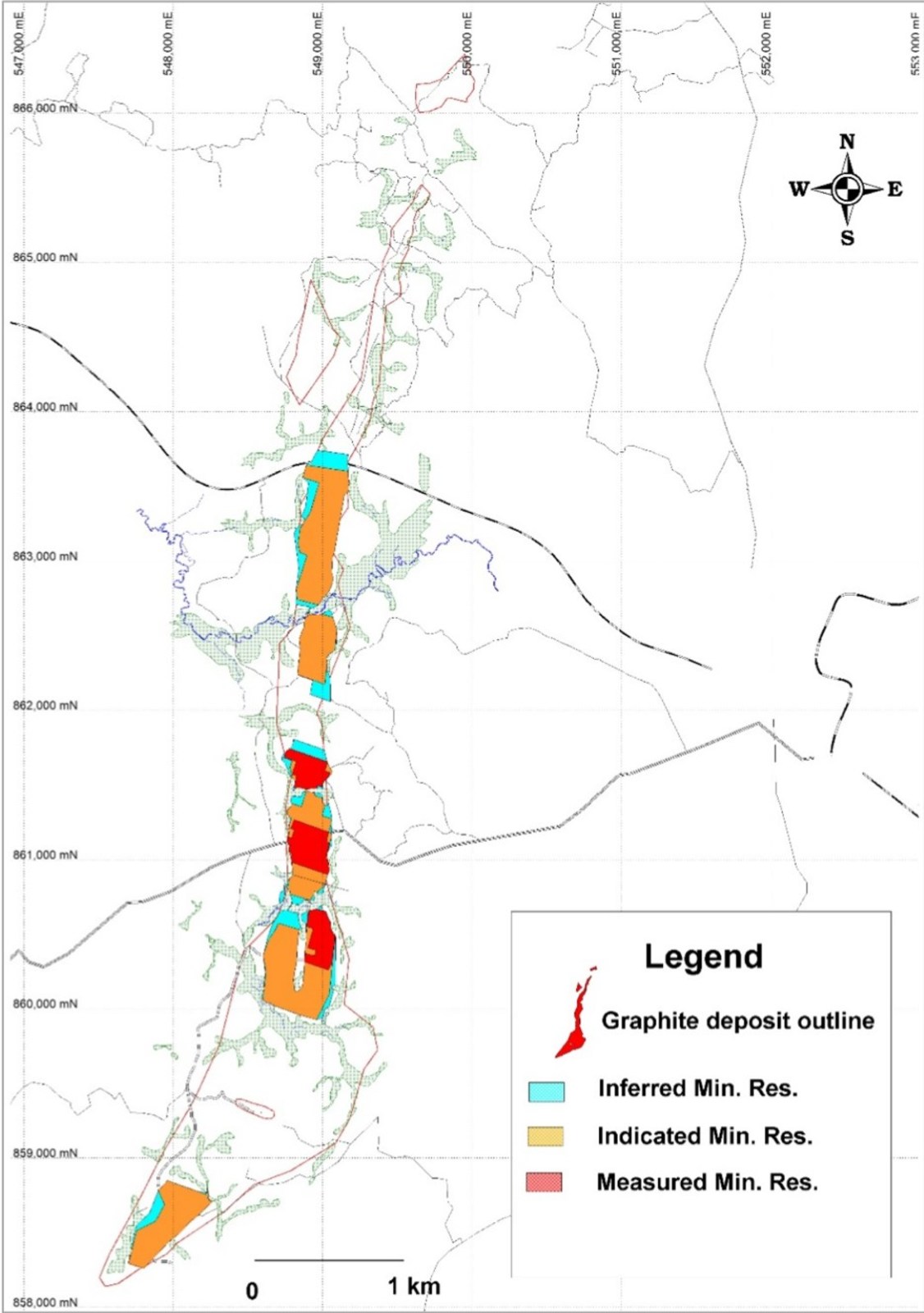 Figure 1 Map of the Deposit With Resource Classification