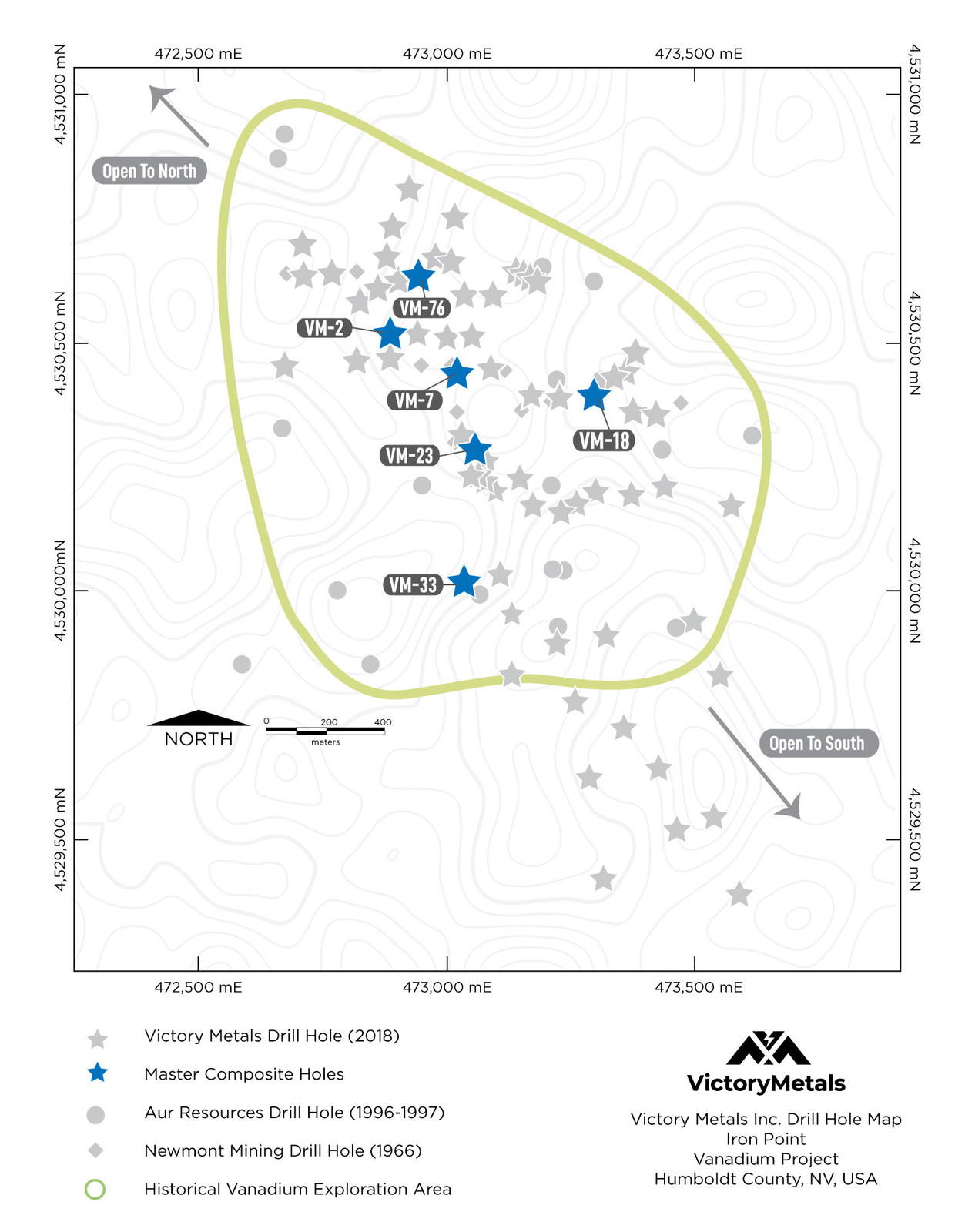 Figure 1: Hole Locations for RC Drill Cutting Intervals used in the Master Composite