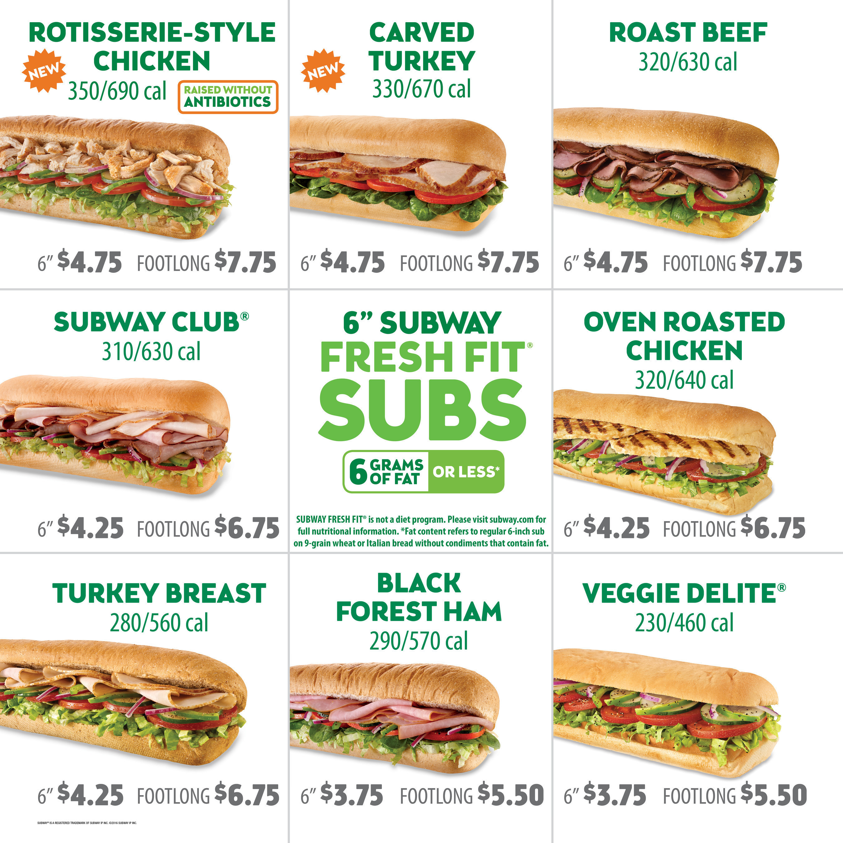 Subway Sandwich Shops To Include Calories On All U S Menu Boards.