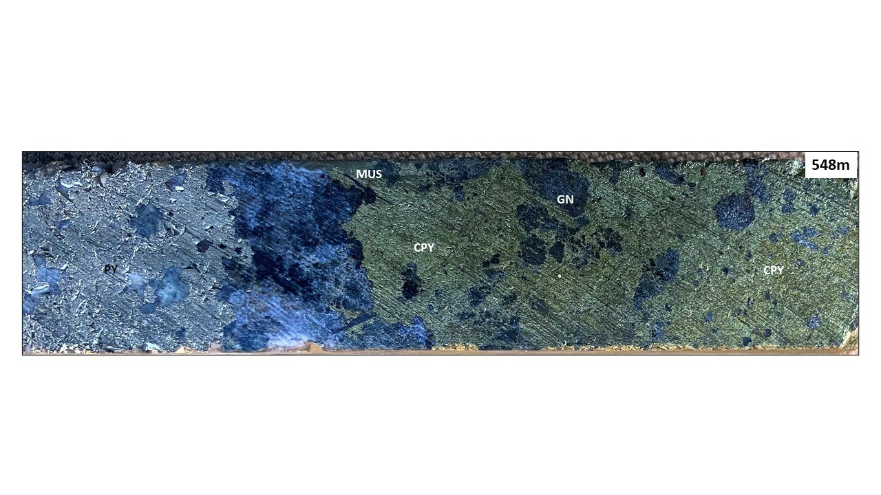 Figure 4– Mineralized core from DDH20-SD-457M showing high-grade replacement style mineralization. (CNW Group/Sun Metals)