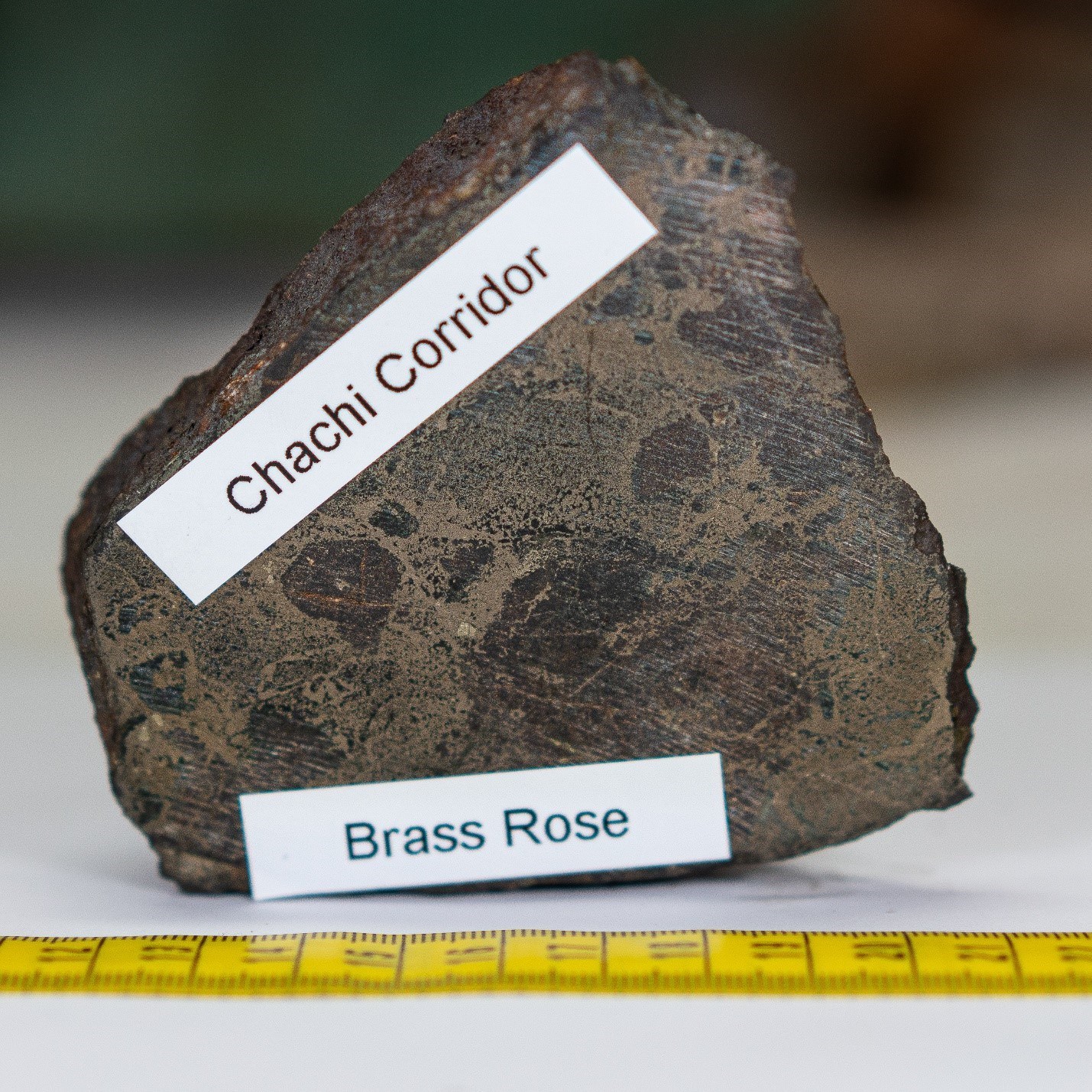 Representative sample of massive sulphides (pyrrhotite, pyrite with minor chalcopyrite) in contact with high-grade Ni-Co arsenides. Rep. sample assayed 0.20% Cu. (CNW Group/Crystal Lake Mining Corporation)