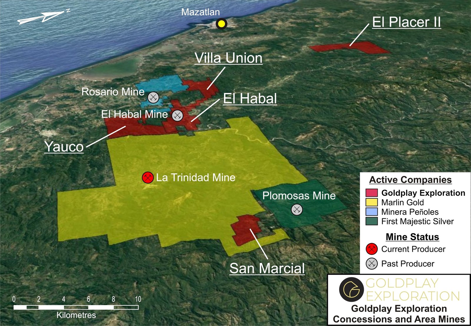 Figure 01 – Location of San Marcial Project and Goldplay Exploration Concessions