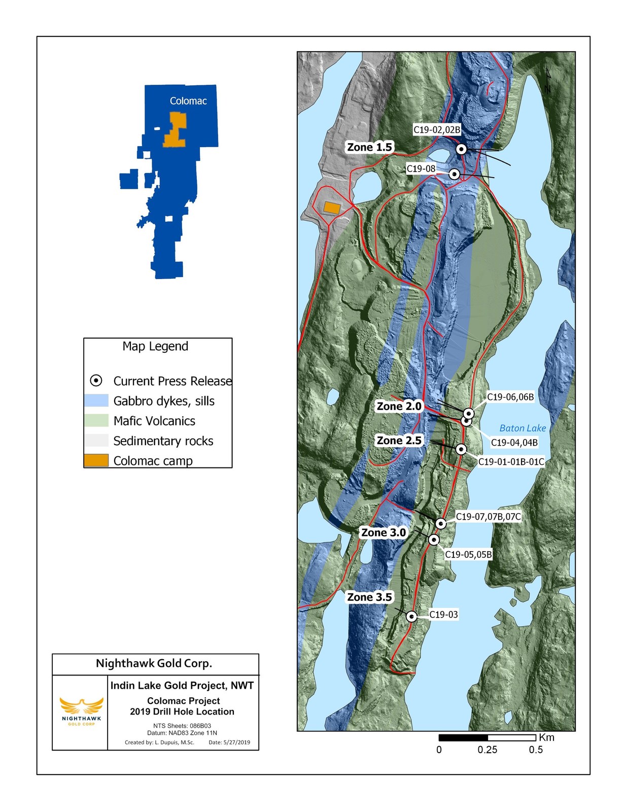 Figure 1.  Plan View - Drillhole Locations
