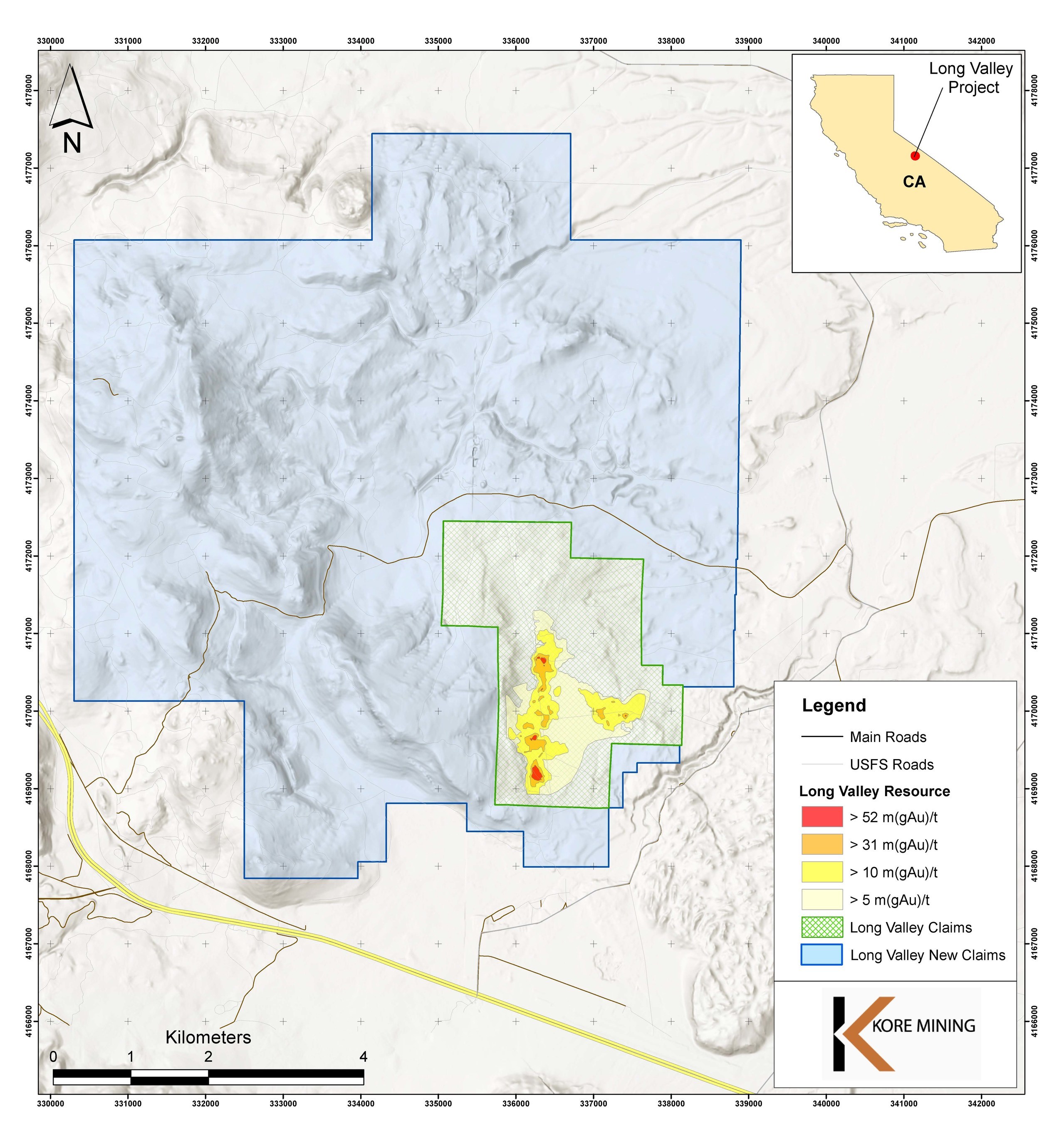FIGURE 3: LONG VALLEY CLAIM MAP (CNW Group/Kore Mining)