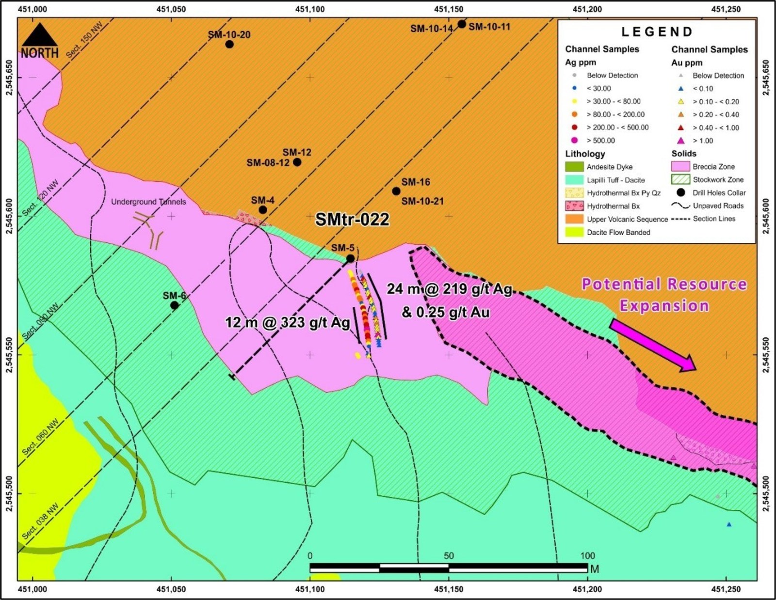 Figure 4 Location of SMtr-022 Trench – SE Extension of San Marcial Resource Area