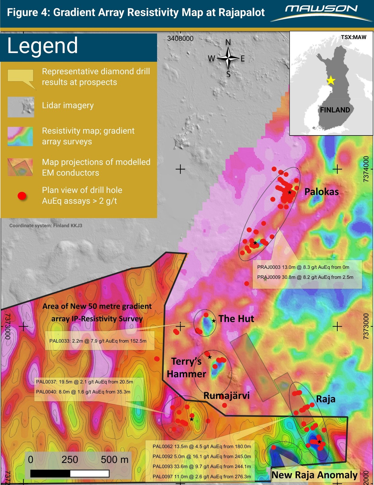 Figure 4: Gradient Array Resistivity Map at Rajapalot