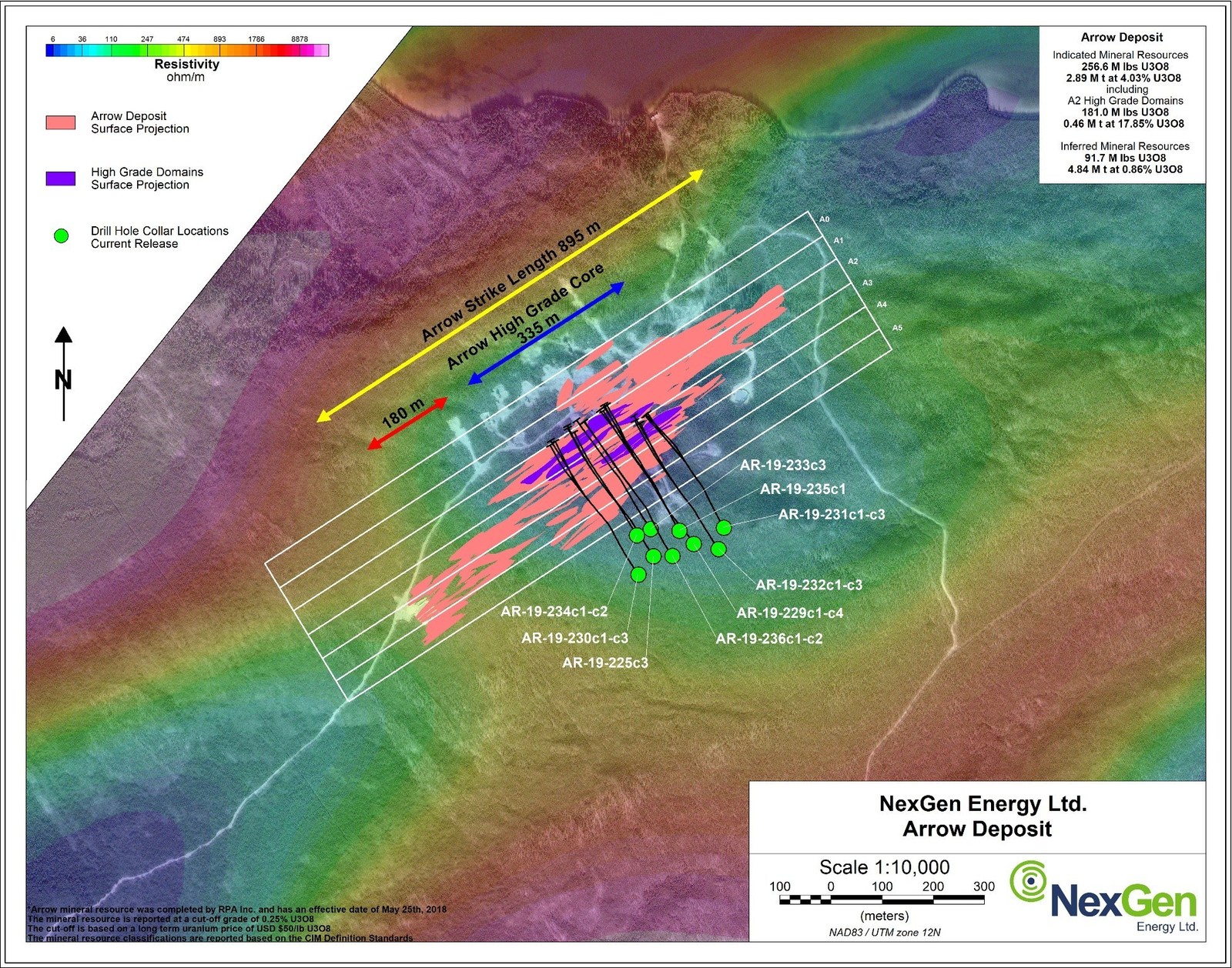 Figure 1: Arrow Deposit Drill Hole Locations