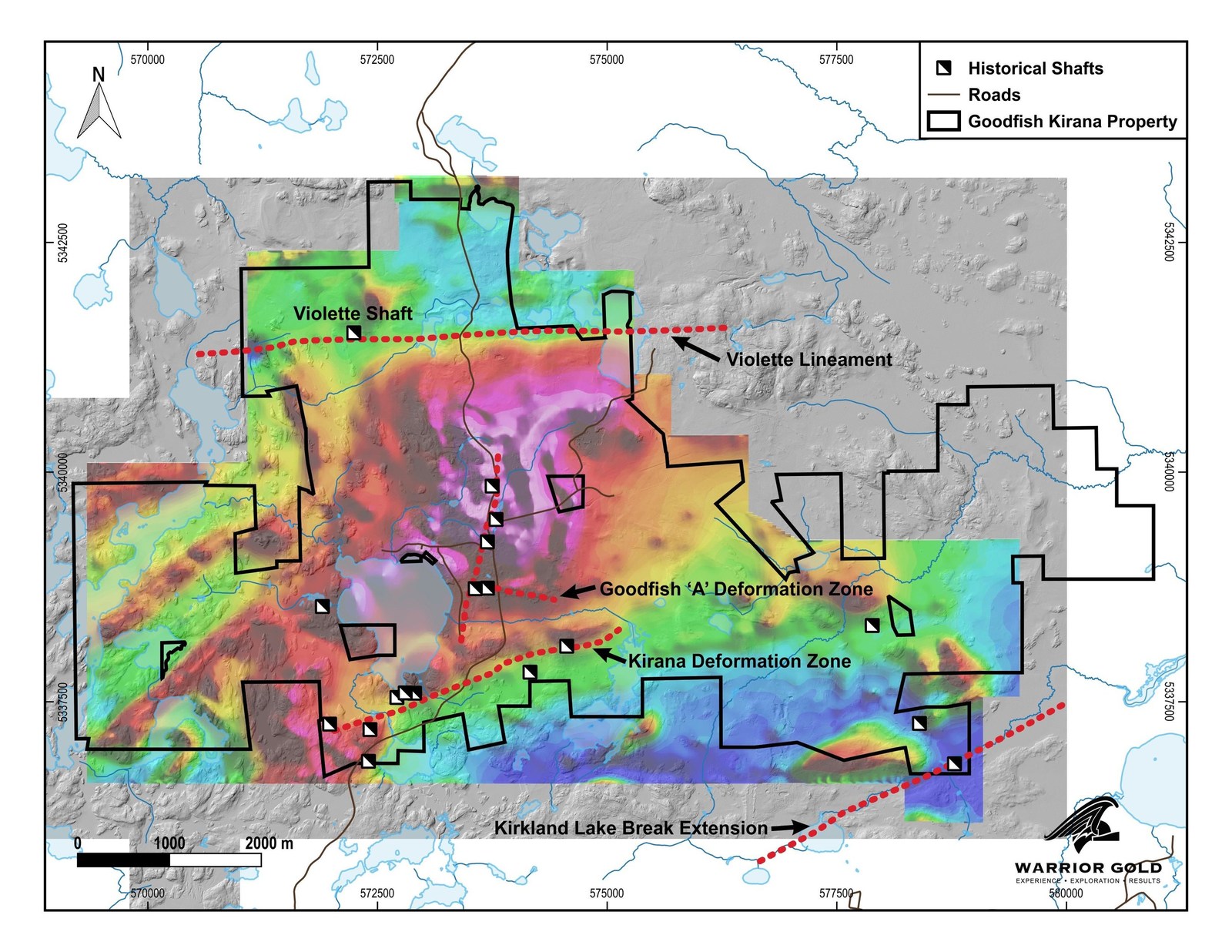 Map 1. Goodfish-Kirana Property aeromagnetics and prospecting target areas