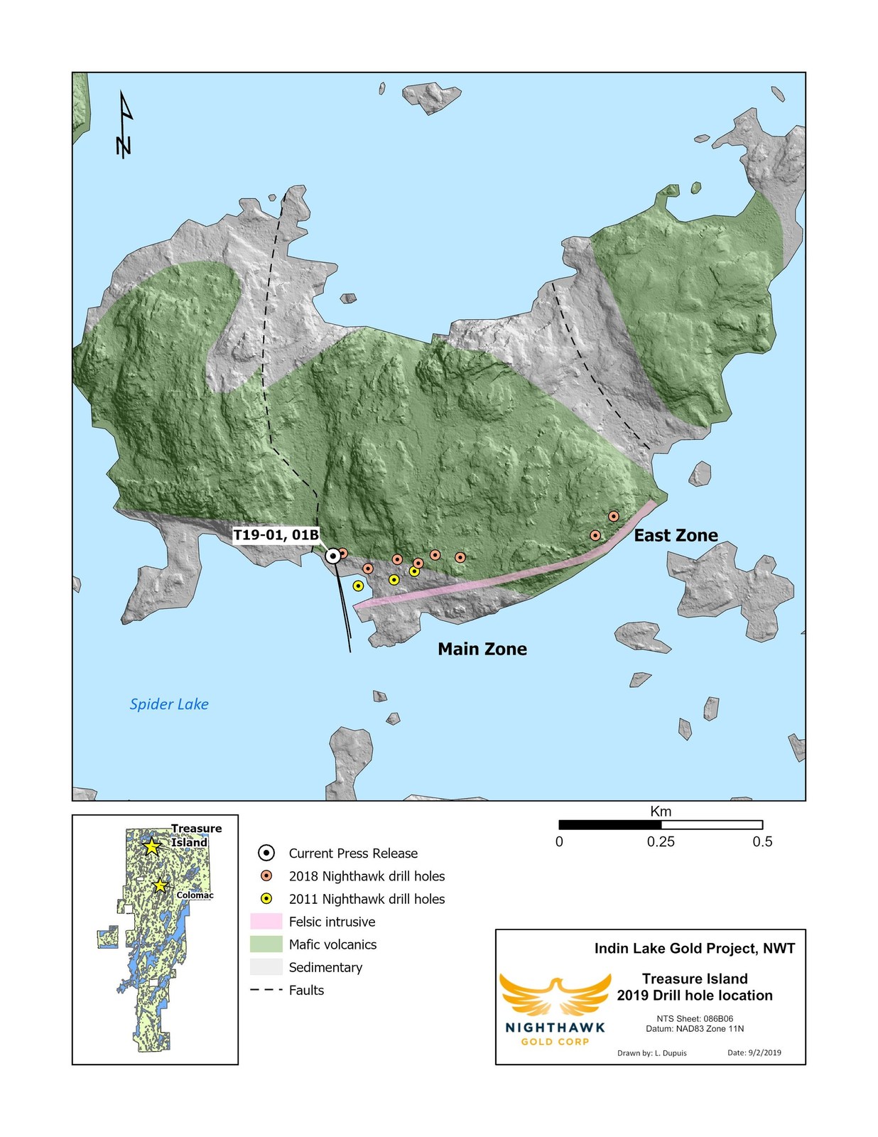 Figure 4. Plan View - Treasure Island Drillhole Locations