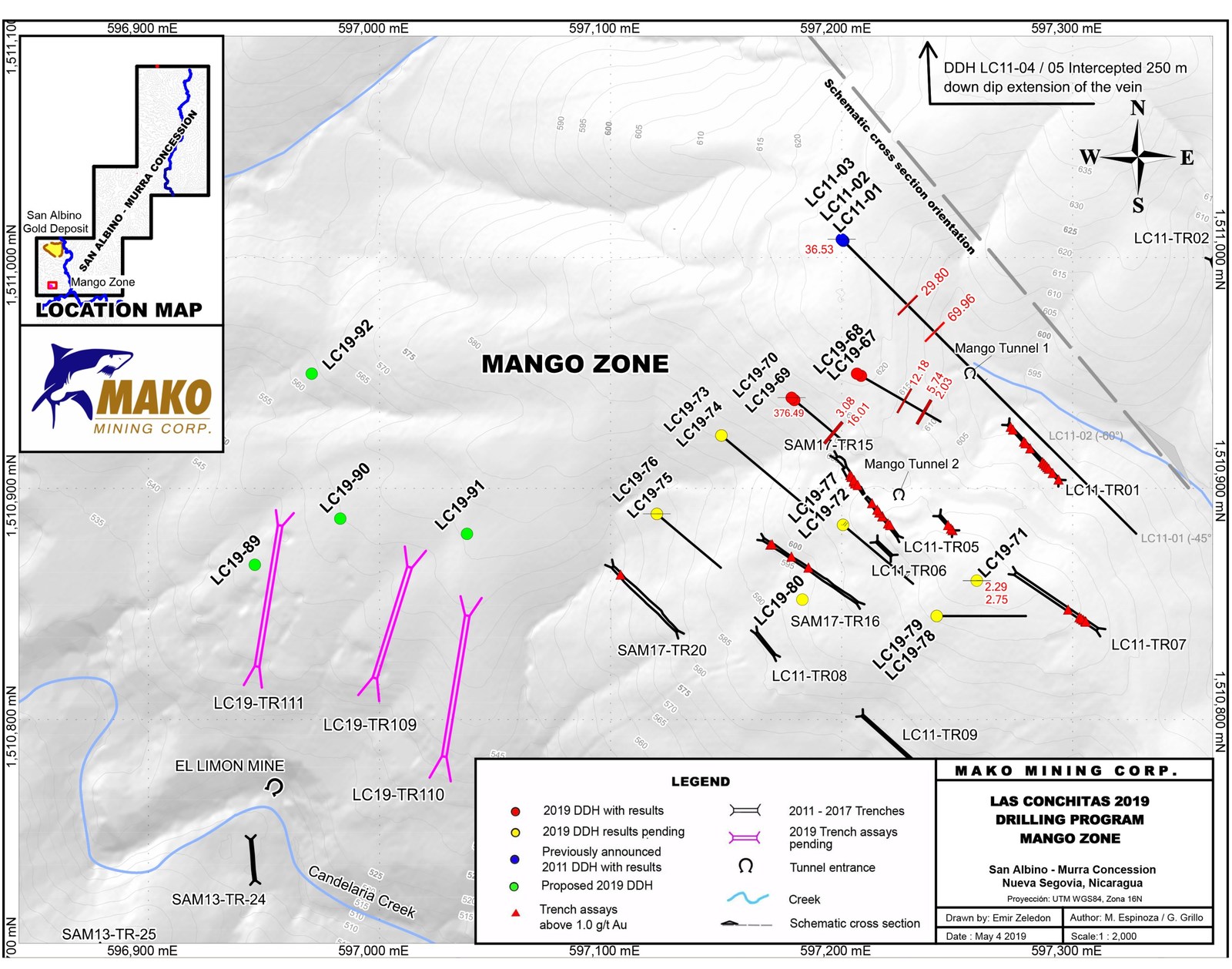 Las Conchitas 2019 Drilling Program Mango Zone