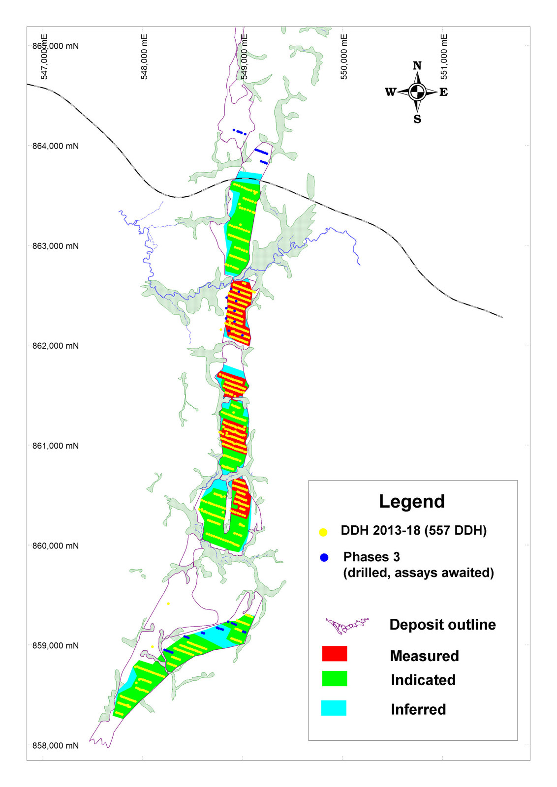 Figure 1: Image of the drilling program phases and boreholes