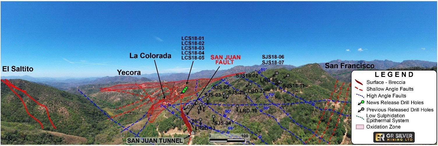 Figure 2: Drone Image of the San Juan–La Colorada Area (looking to the NW) (CNW Group/GR Silver Mining Ltd.)