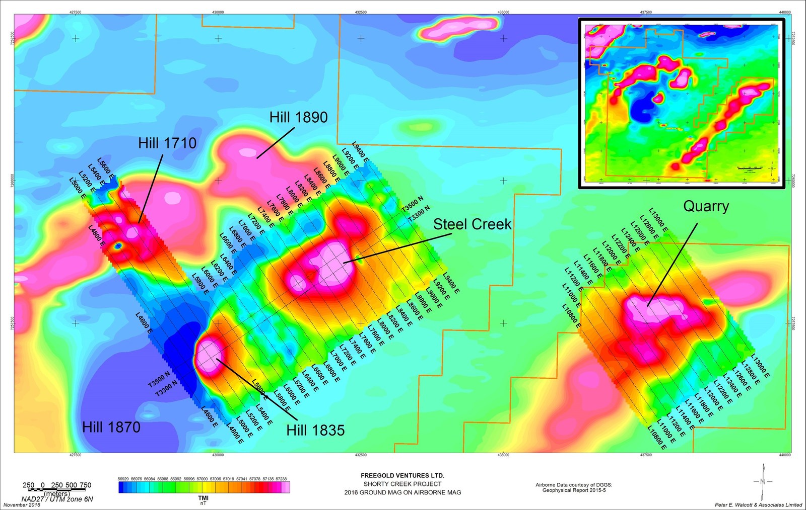 Freegold has not as yet collected sufficient data to determine how the downhole drill intervals might relate to the actual true thickness of mineralization.