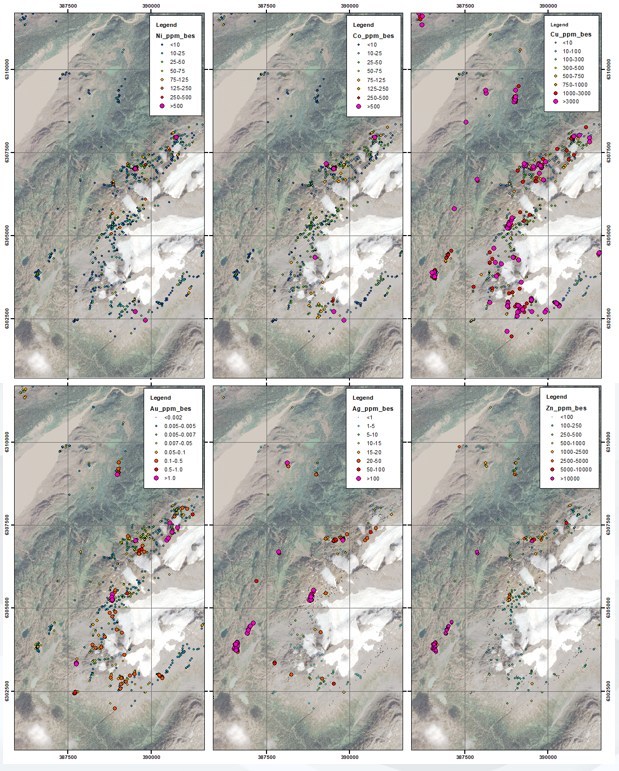 Distribution of Ni-Co-Cu-Au-Ag-Zn mineralization throughout the Chachi Corridor. (CNW Group/Crystal Lake Mining Corporation)