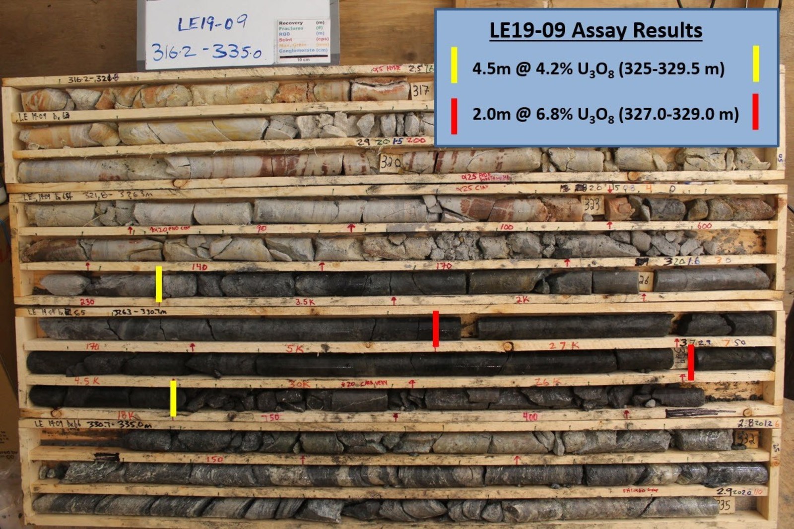 Figure 4 – Core Photo of Mineralization in Drill Hole LE19-09