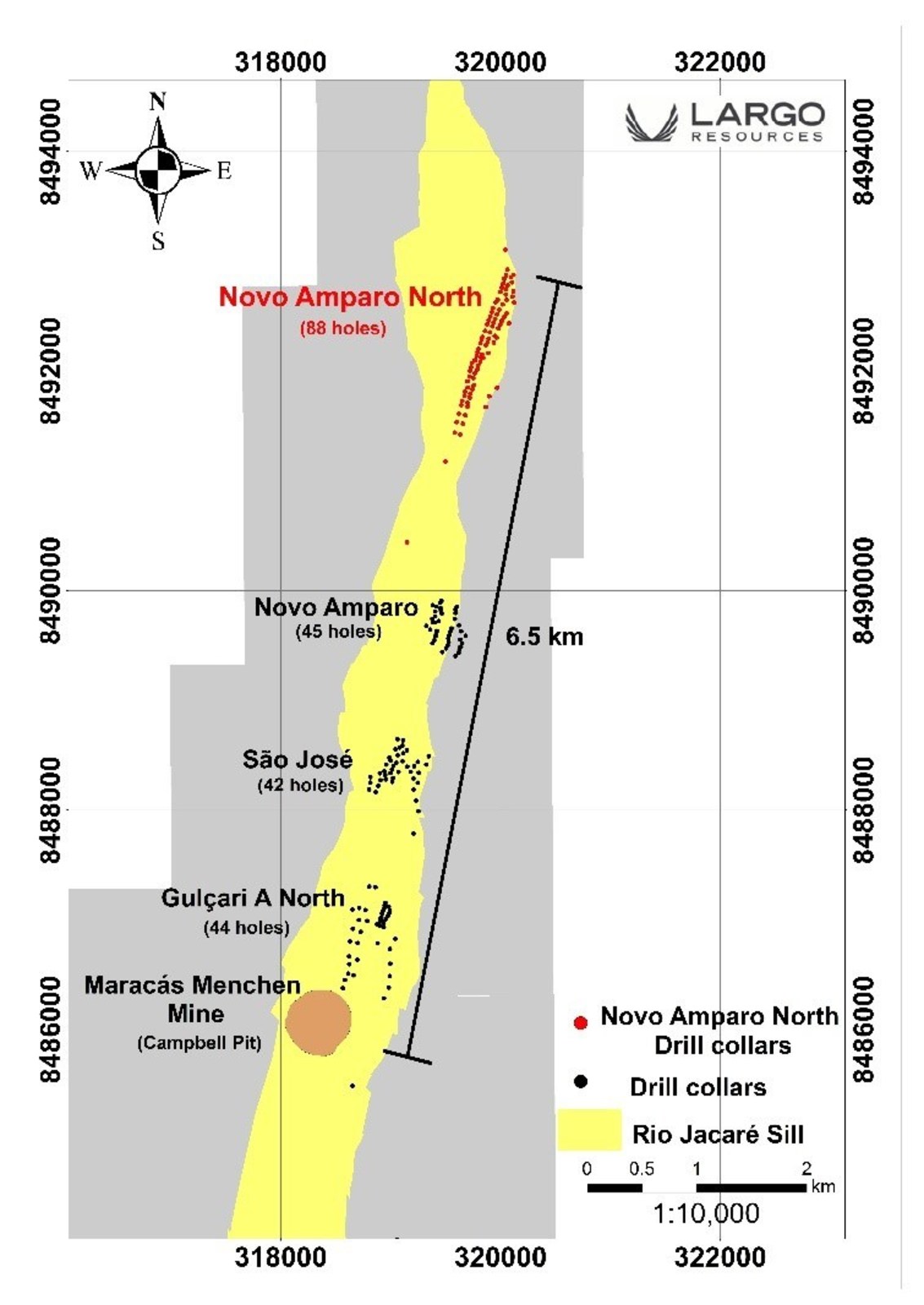 Figure 1:  Rio Jacaré Sill Showing the Maracás Menchen Mine - Campbell Pit and Satellite Deposits