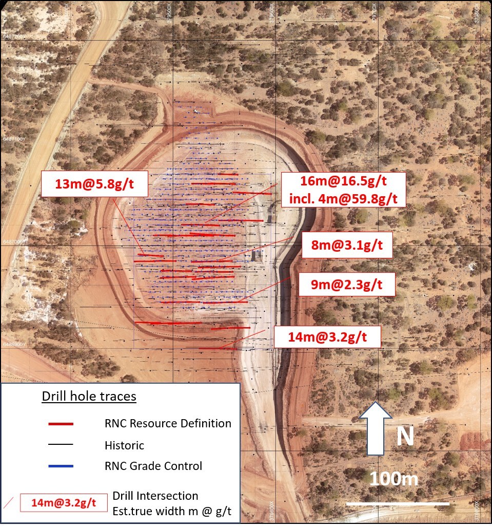 Figure 4:  Fairplay North Stage 1 plan view showing 2019 RNC drilling (CNW Group/RNC Minerals)