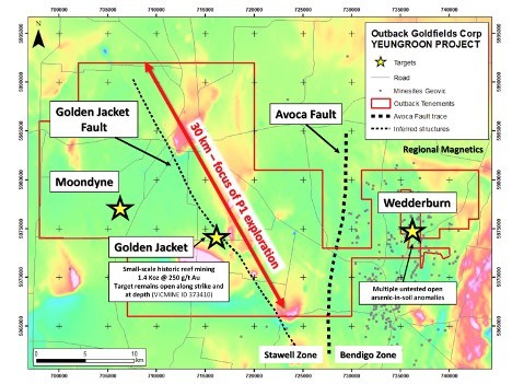 Figure 2. Map showing the area of focus for Phase 1 exploration at the Yeungroon project (CNW Group/Outback Goldfields Corp.)