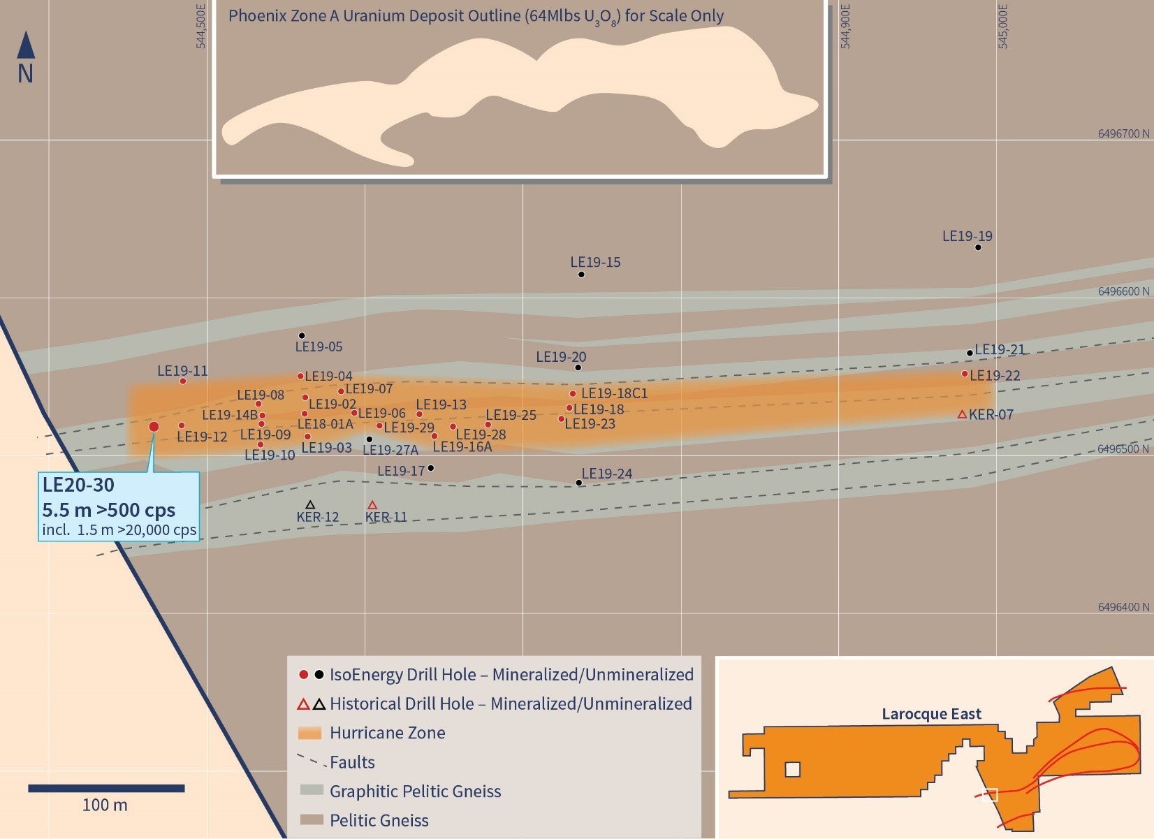 Figure 2 – Hurricane Zone Drill Hole Location Map (CNW Group/IsoEnergy Ltd.)