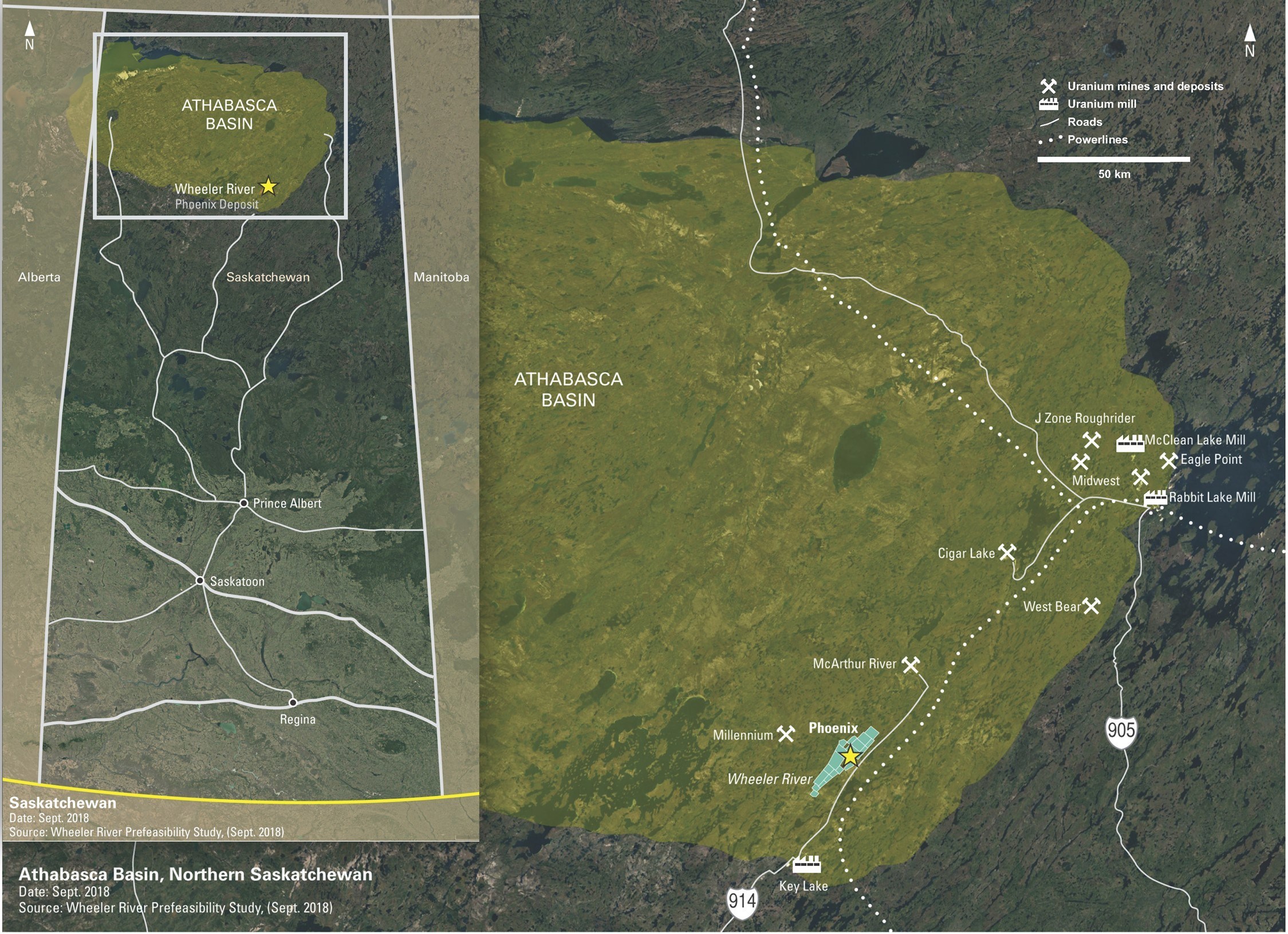 Figure 1: Location Map of Wheeler River Showing Existing Regional Infrastructure. (CNW Group/Denison Mines Corp.)