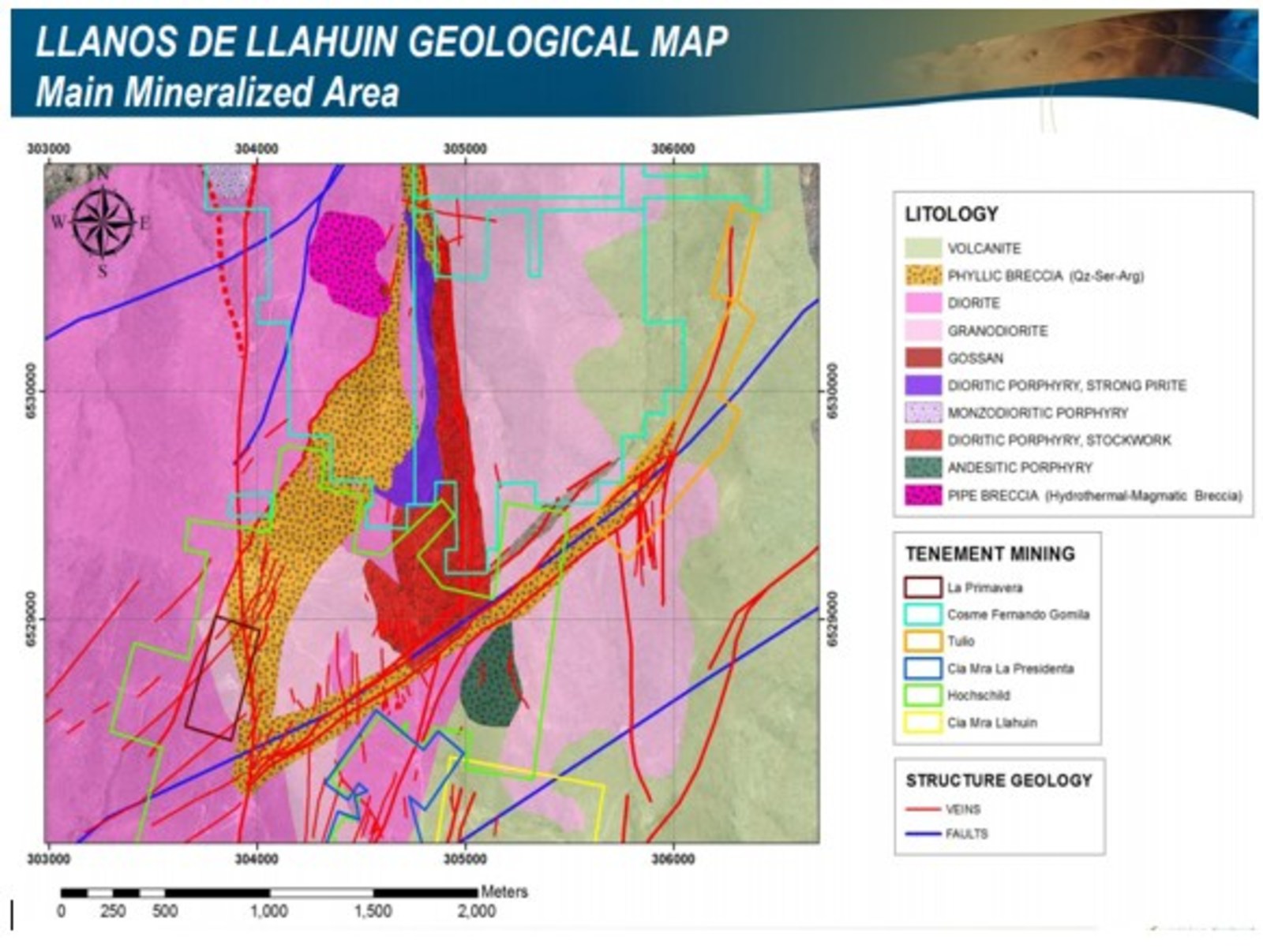 Figure 2 – Geological Map Showing Copper-Gold Mineralized Veining