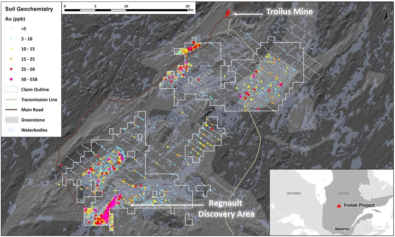 Figure 3. Map of the Frotet Project (CNW Group/Kenorland Minerals Ltd.)