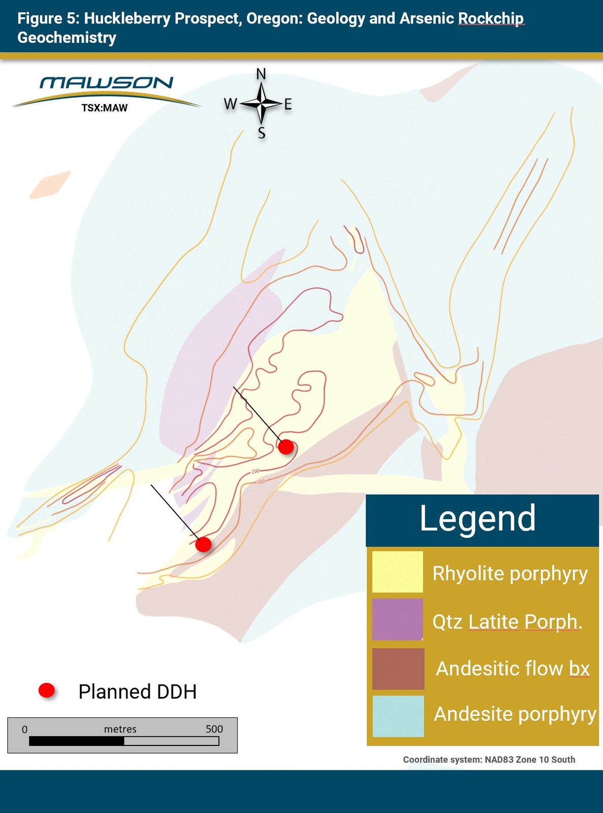 Figure 5: Huckberry Prospect, Oregon: Geology and Arsenic Rockchip Geochemistry
