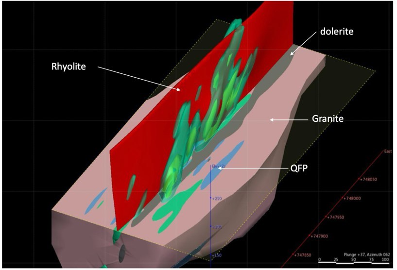 FIGURE 2 -MODELED MINERALIZATION (CNW Group/Essex Minerals Inc)