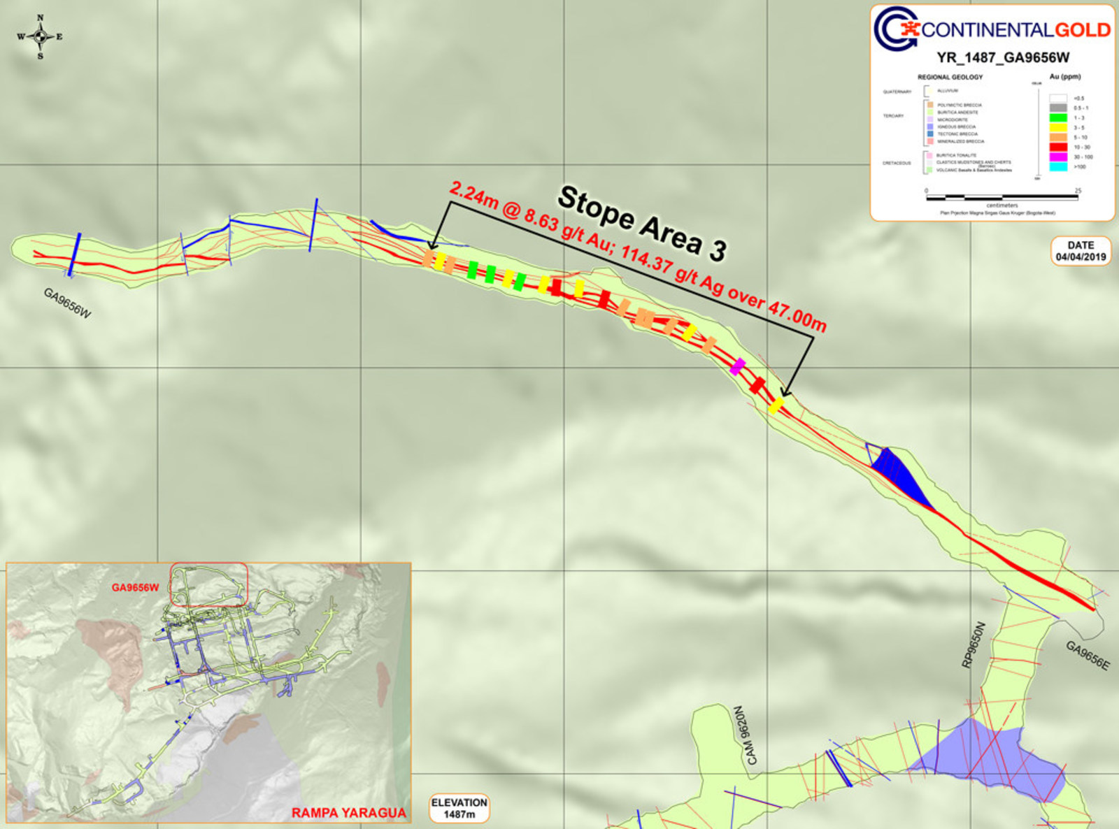 Figure 2 – Stope Area 3 located in the Northern Portion of the Yaraguá System at 1,487 RL