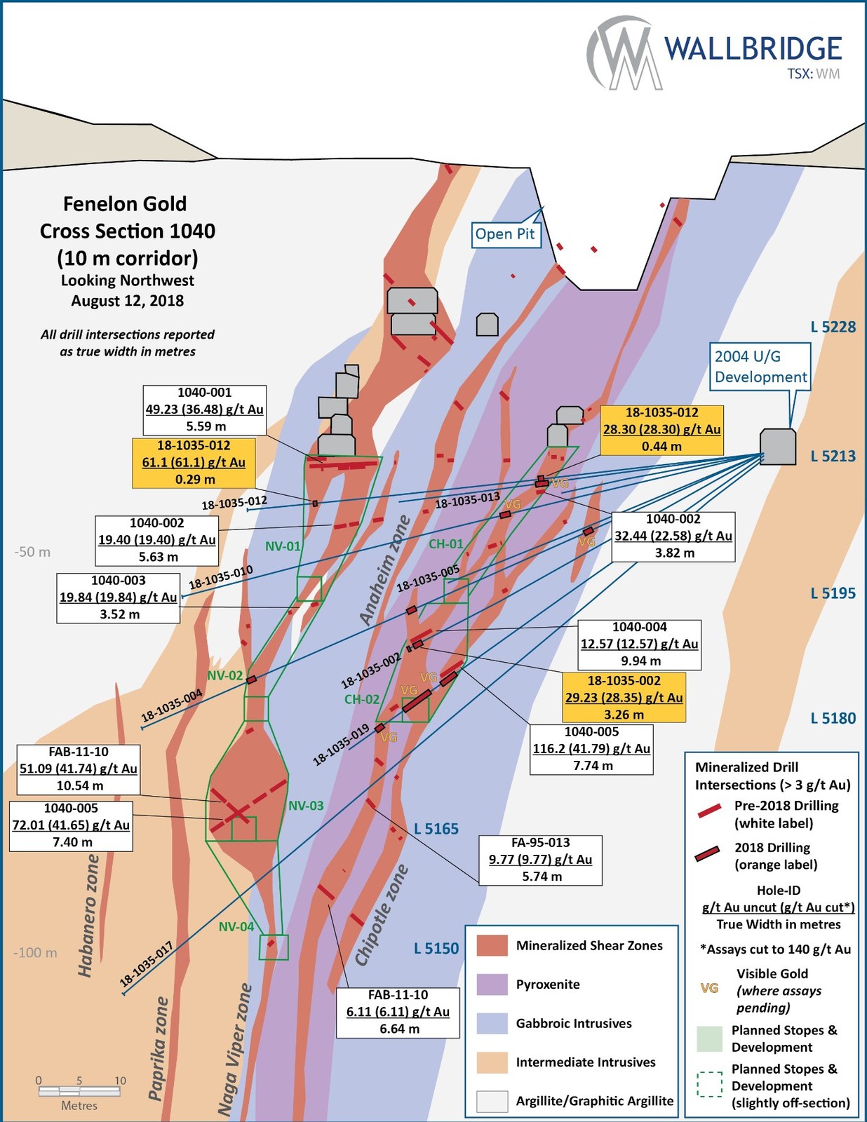 Figure 6: Fenelon Gold, Cross Section 1040