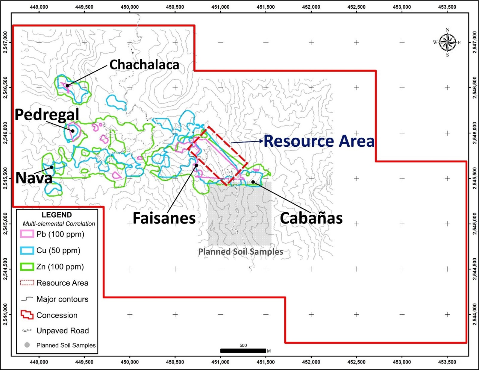 Figure 1 San Marcial Project – New Targets: Soil anomalies