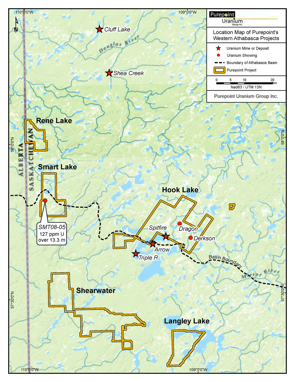 Location Map of Purepoint’s Western Athabasca Projects